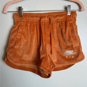Nike Air Womens Velour Shorts Orange Size XS Pockets Drawstring Athletic Running